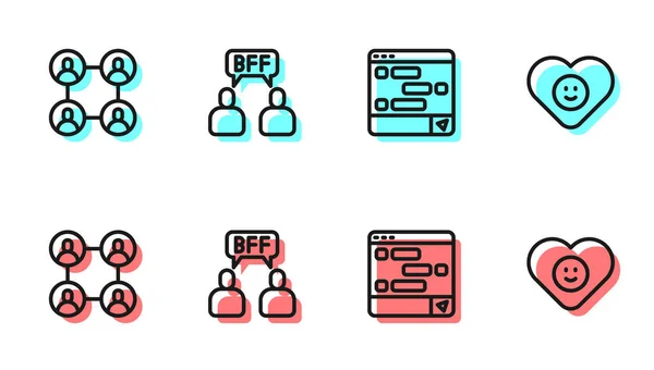 Définir Les Messages Chat Ligne Sur Ordinateur Portable Bff Meilleurs — Image vectorielle