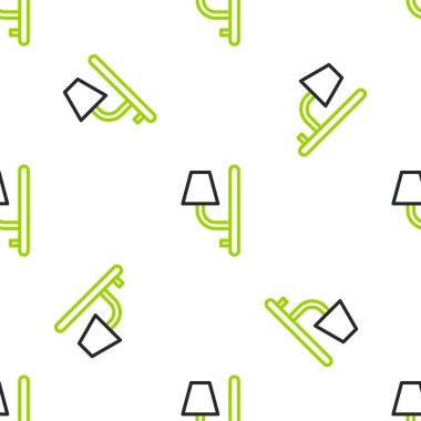Line Wall sconce icon isolated seamless pattern on white background. Wall lamp light. Vector Illustration