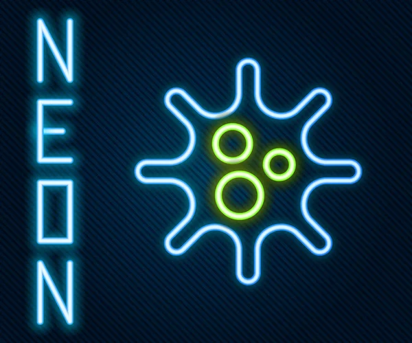 Ragyogó neon vonal Vírus ikon elszigetelt fekete alapon. Corona vírus 2019-nCoV. Baktériumok és baktériumok, sejtrák, mikrobák, gombák. Színes vázlat koncepció. Vektorillusztráció — Stock Vector