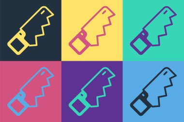 Pop Art Hand renk arkaplanda izole edilmiş bir simge gördü. Vektör