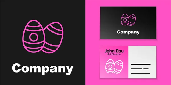 Roze lijn Paaseieren pictogram geïsoleerd op zwarte achtergrond. Vrolijk Pasen. Logo ontwerp template element. Vector — Stockvector