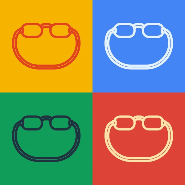 Pop art line Icono de gafas aisladas sobre fondo de color. Vector — Vector de stock