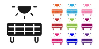 Siyah Güneş enerjisi simgesi beyaz arkaplanda izole edildi. Simgeleri renklendirin. Vektör