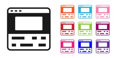 Siyah Video kaydedici ya da dizüstü bilgisayar simgesindeki düzenleyici yazılımı beyaz arkaplanda izole edildi. Dizüstü bilgisayarda video düzenleme. Simgeleri renklendirin. Vektör