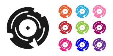 Siyah Vinil disk simgesi beyaz arkaplanda izole edildi. Simgeleri renklendirin. Vektör