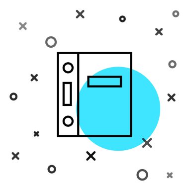 Beyaz arkaplanda siyah çizgi ofis dosyaları ve belge simgesi izole edildi. Ofis dosyaları. Dosya arşivleme işareti. Rastgele dinamik şekiller. Vektör İllüstrasyonu
