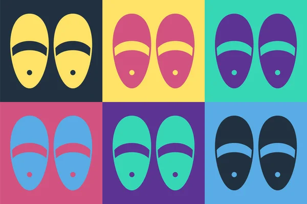 Pop art Slippers icon isolated on color background. Flip flops sign. Vector — Stock Vector