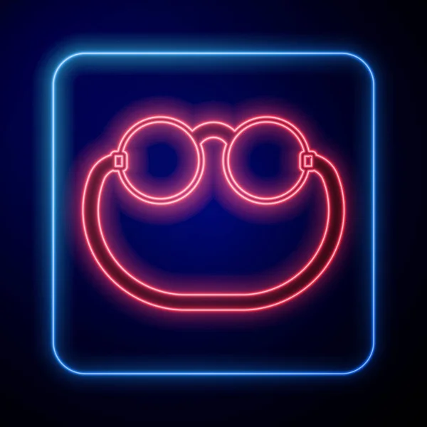 Ícone de óculos de néon brilhante isolado no fundo preto. Vetor — Vetor de Stock