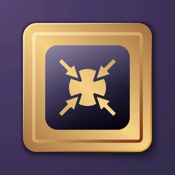 Purple Target financial goal concept icon isolated on purple background. Symbolic goals achievement, success. Gold square button. Vector — Wektor stockowy