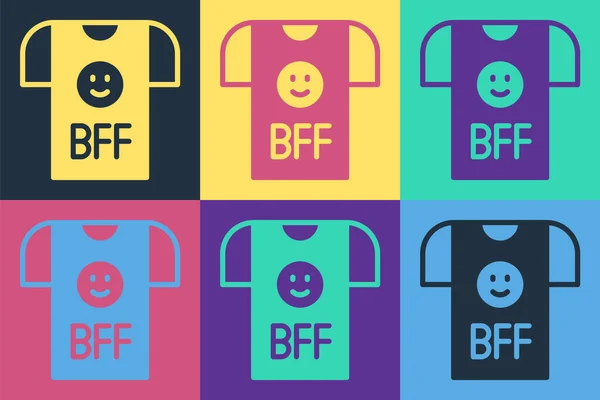 Pop art BFF o migliori amici per sempre icona isolata su sfondo colore. Vettore — Vettoriale Stock