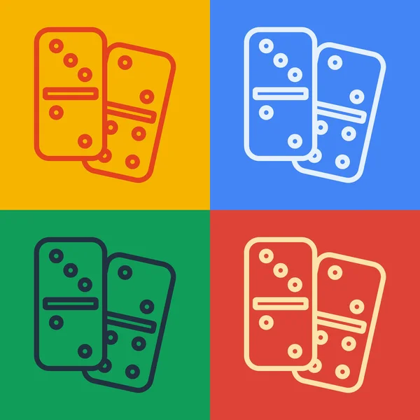 Pop Art Linie Domino Symbol isoliert auf farbigem Hintergrund. Vektor — Stockvektor