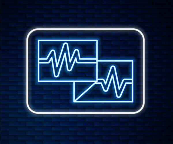 Monitor de computadora con icono de cardiograma aislado en el fondo de la pared de ladrillo. Icono de monitoreo. Monitor ECG con latidos cardíacos dibujados a mano. Vector — Archivo Imágenes Vectoriales