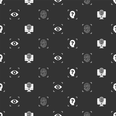 Yüz tanımayı ayarla, parmak izi olan monitör, göz taraması ve parmak izini kusursuz şekilde ayarla. Vektör