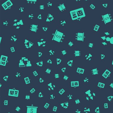 Hedefi dolar, kimlik kartı, konuşan iki adam ve kusursuz bir şekilde ön taraf gelişimi ile ayarlayın. Vektör