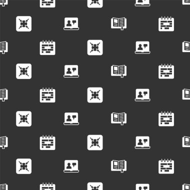 Okuma Defteri, Takvim, Hedef ve Çevrimiçi Eğitimi Kusursuz Desen Üzerine Ayarla. Vektör