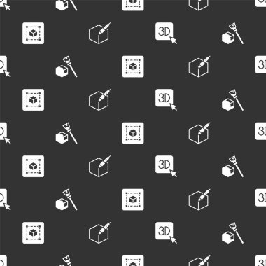 3D yazıcı, Isometric küp, Geometrik şekil küpü ve 3d kalem aracını pürüzsüz desen üzerine ayarla. Vektör