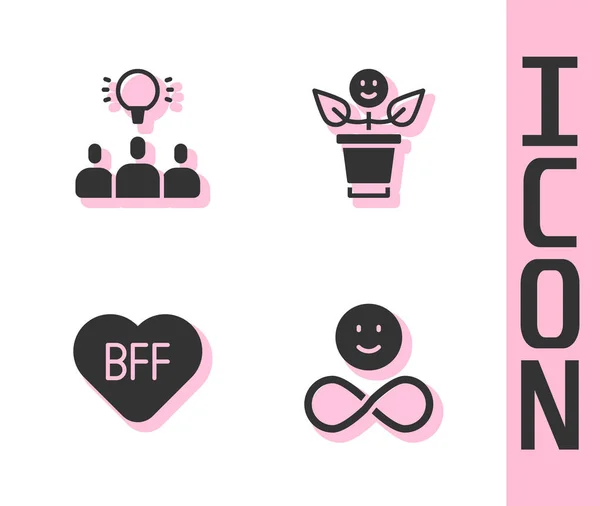 Set Friends forever, Project team base, BFF best friends and icon. Vector — Vetor de Stock