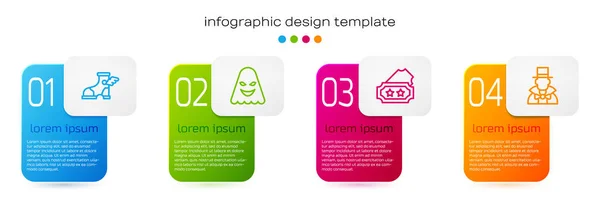 Set line Hermes Sandale, Geist, Ticket und Zauberer. Geschäftsinfografische Vorlage. Vektor — Stockvektor