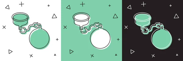 Set Ball sur chaîne icône isolée sur fond blanc et vert, noir. Vecteur — Image vectorielle