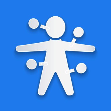 Kağıt kesiği bebek ikonu mavi arka planda izole edilmiş. Kağıt sanatı tarzı. Vektör