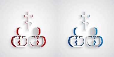 Kağıt kesiği rahip simgesi gri arkaplanda izole edilmiş. Kağıt sanatı tarzı. Vektör