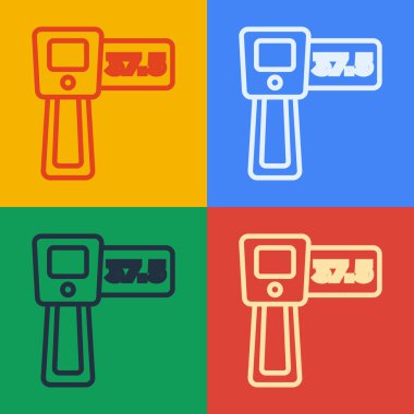 Arkaplanda kızılötesi ışık ikonu izole edilmiş dijital temassız termometre. Vektör