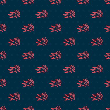 Kırmızı çizgi Ateş Topu simgesi siyah arkaplanda izole edilmiş. Vektör