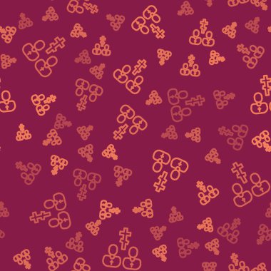 Kahverengi çizgi papaz simgesi, kırmızı arkaplanda kusursuz desen tespit etti. Vektör