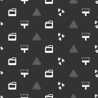 İşaretleyici kalem eklentisi, boya fırçası, boya, gouache, kavanoz, boya ve sprey kutuları kusursuz desenlere ayarlayın. Vektör