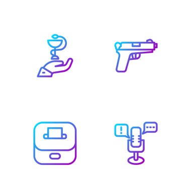 Konuşma özgürlüğü, oy sandığı, Caduceus yılan ilacı ve tabanca. Renk simgeleri. Vektör