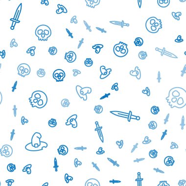 Cadı şapkası, Hançer ve Kafatası 'nı kusursuz bir kalıba sokun. Vektör