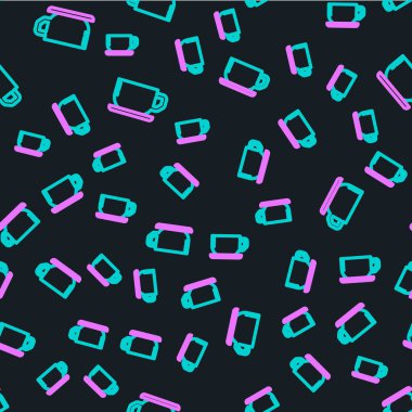 Çizgili kahve fincanı ikonu siyah arka planda izole edilmiş pürüzsüz desen. Çay fincanı. Sıcak içecek kahvesi. Vektör