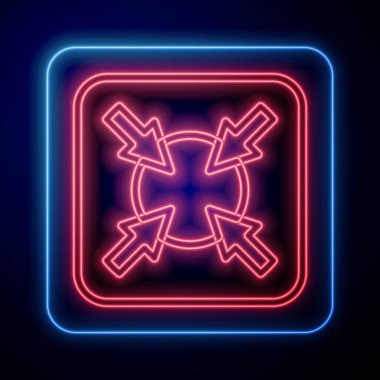 Parlayan neon hedefli finansal hedef kavramı simgesi siyah arkaplanda izole edildi. Sembolik hedeflere ulaşım, başarı. Vektör