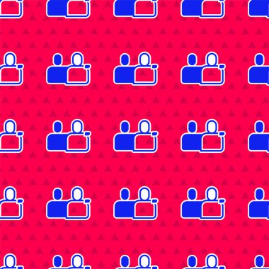 Mavi BFF ya da en iyi arkadaşlar sonsuza dek ikon kırmızı arka planda izole edilmiş kusursuz desen. Vektör