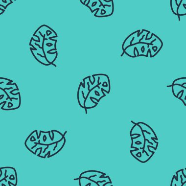 Palmiye ağacı simgesinden siyah çizgili tropik yapraklar yeşil arka planda izole edilmiş. Vektör