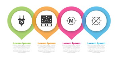 Elektrik prizi, ampere ölçer, multimetre, voltmetre, elektrik devre şeması ve elektrik devre şemasını ayarla. Ticari bilgi şablonu. Vektör