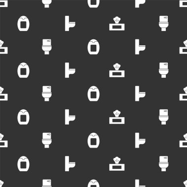 Islak mendil, klozet, bir şişe şampuan ve pürüzsüz desen. Vektör