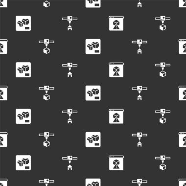 3D yazıcı, küp ve evi kusursuz desenlere ayarlayın. Vektör