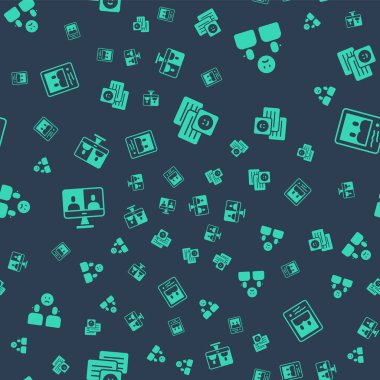 Sohbet mesajlarını dizüstü bilgisayara, karmaşık ilişkiye, görüntülü sohbet konferansına ve aile fotoğrafına kusursuz bir şablona ayarla. Vektör