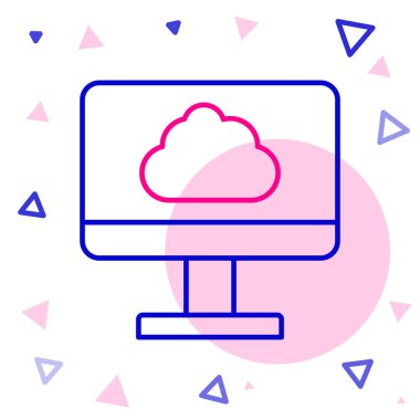 Hat Bulut teknolojisi veri transferi ve depolama simgesi beyaz arkaplanda izole edildi. Renkli taslak konsepti. Vektör