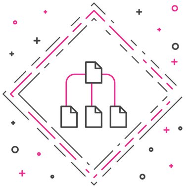 Satır Dizini ağaç simgesi beyaz arkaplanda izole edildi. Bilgisayar ağı dosya dizini yapı akış şeması. Renkli taslak konsepti. Vektör