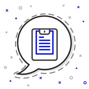 Satır Sunucusu, Veri raporu simgesi beyaz arkaplanda izole edildi. Renkli taslak konsepti. Vektör