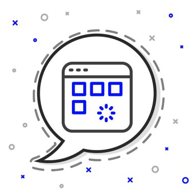 Beyaz arkaplanda izole edilmiş bir işlem çubuğu simgesi olan bir veri penceresi yükleniyor. Renkli taslak konsepti. Vektör