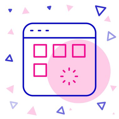 Beyaz arkaplanda izole edilmiş bir işlem çubuğu simgesi olan bir veri penceresi yükleniyor. Renkli taslak konsepti. Vektör