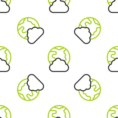 Line Global teknolojisi veya sosyal ağ simgesi beyaz arka planda izole edilmiş kusursuz desen. Vektör