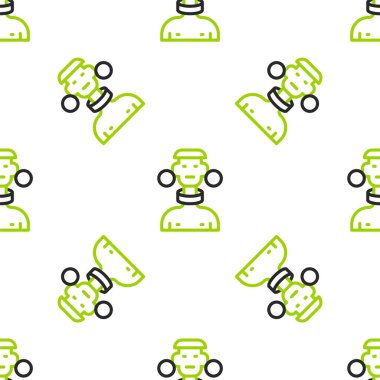 Çizgili Afrika kabilesi erkek ikonu beyaz arka planda kusursuz desen izole etti. Vektör