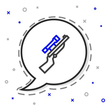 Beyaz arka planda dürbünlü dürbünlü keskin nişancı tüfeği. Renkli taslak konsepti. Vektör