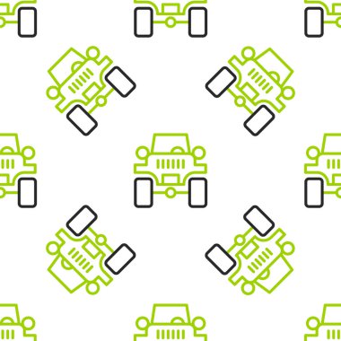 Line Off Road Car ikonu beyaz arka planda izole edilmiş kusursuz desen. Cip işareti. Vektör