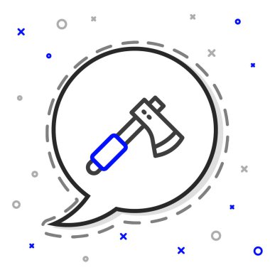 Tahta çizgi balta simgesi beyaz arkaplanda izole edildi. Oduncu baltası. Renkli taslak konsepti. Vektör