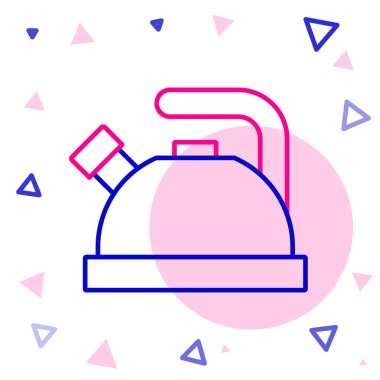 Beyaz arkaplanda ikonu olan çizgi çaydanlığı izole edildi. Çaydanlık ikonu. Renkli taslak konsepti. Vektör